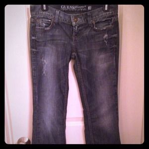 Guess jeans, medium rinse, low rise, slight flare!