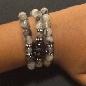 Stone bed bracelets.set of 3