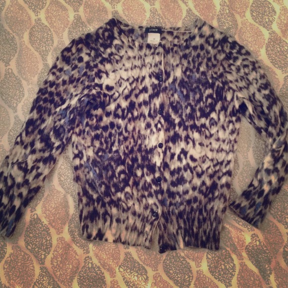 Jcrew 100% merino wool leopard print cardigan