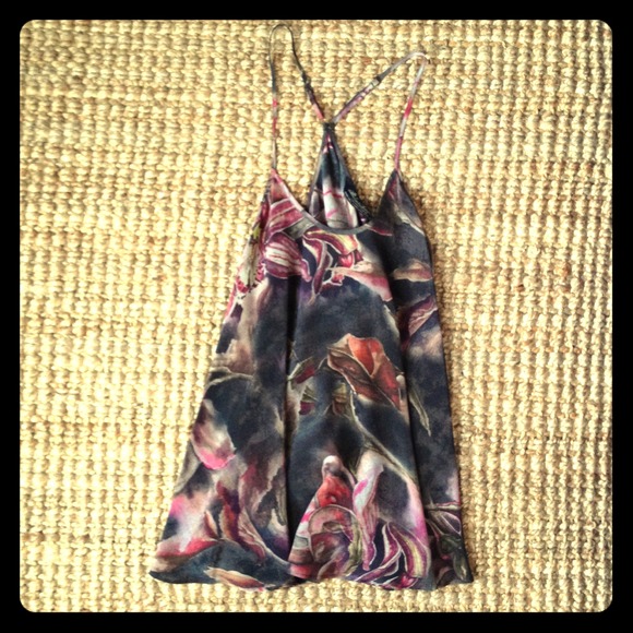 All Saints spaghetti-strap racerback silk shirt