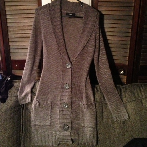 Target Crocheted Button Up Gray Sweater/Tunic