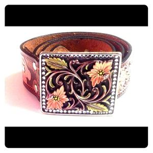 Nocona® Ladies Colored Floral Tooled Belt