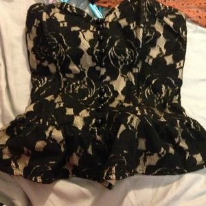 Floral black and nude corset