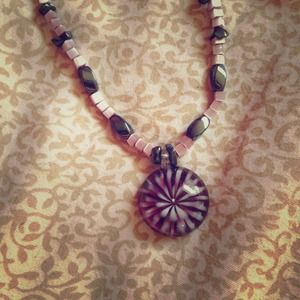 Home made purple pendant necklace