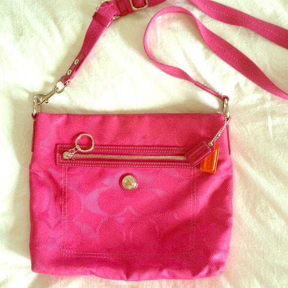 COACH hot pink logo crossbody handbag
