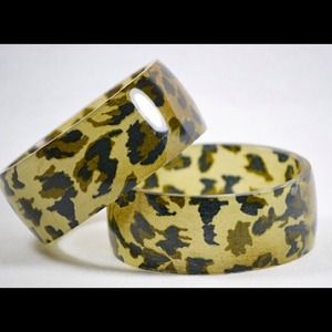 Brand New Leopard Fabric/Resin Bangles