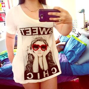 Sparkly oversize T-shirt w/ pockets from Japan