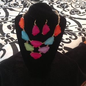 Rock candy style necklace and earring set!