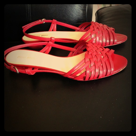 "short heel" red flat 8.5👠