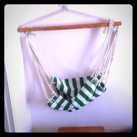 Green striped Hanging Hammock Chair