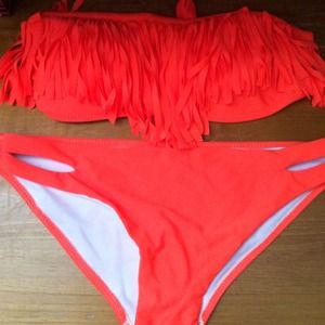 ORANGE FRINGE BIKINI NWOT