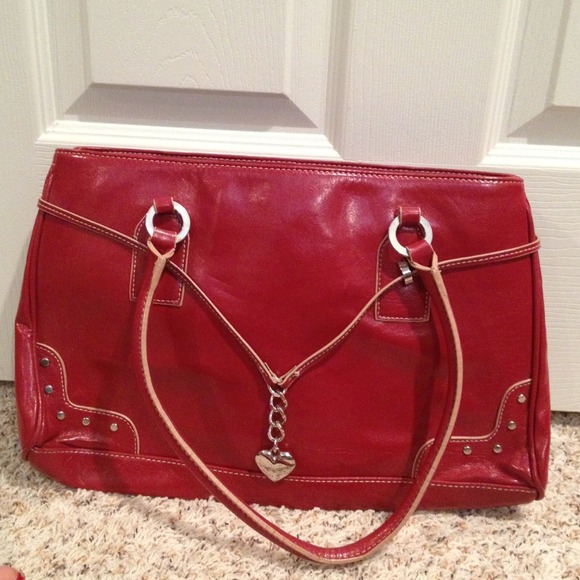 XOXO Handbags - XOXO Red Leather Bag w/ Heart Charm