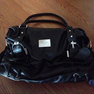Black leather inspired jimmy choo purse