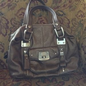 B. Makowsky deep metallic bronze leather handbag