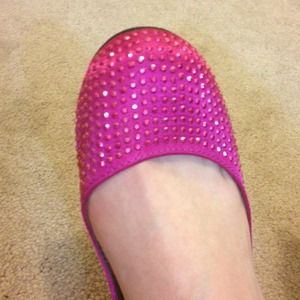 Hot Hot Hot Pink rhinestone ballet flats!