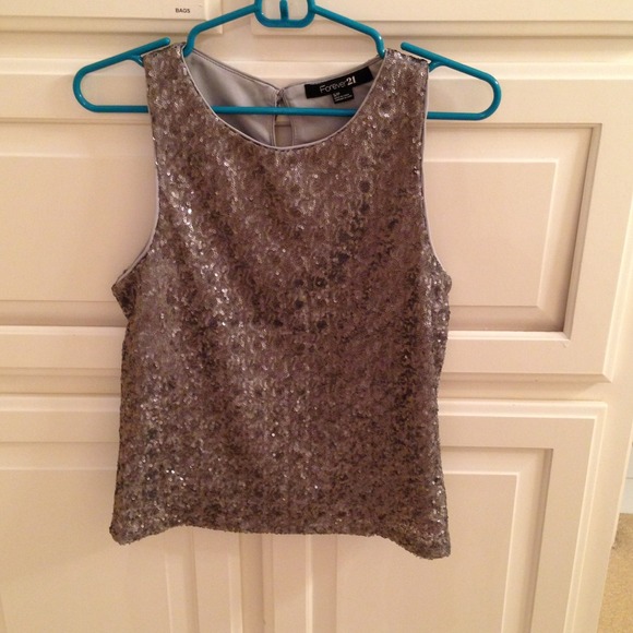 Silver sequins top
