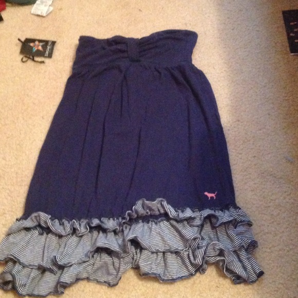 VS PINK navy blue strapless dress