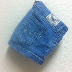 Blue denim short-shorts