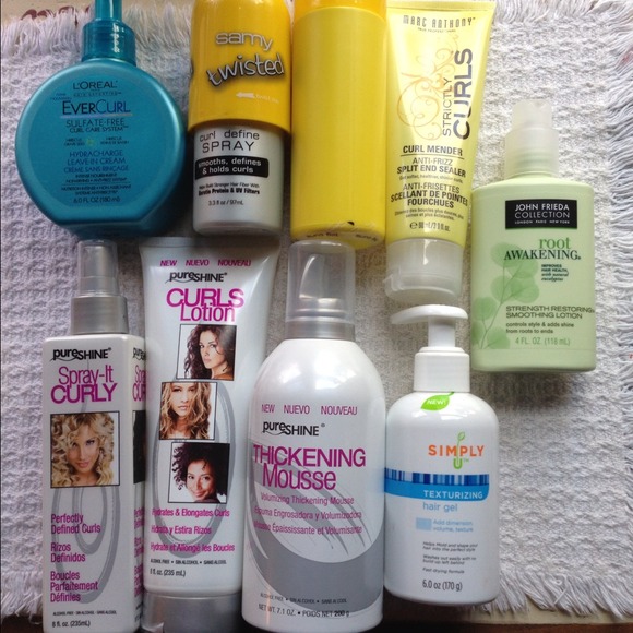 Bundle of hair products for hair w/ curls