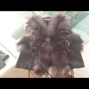 Tempo Paris genuine fox fur and leather vest.