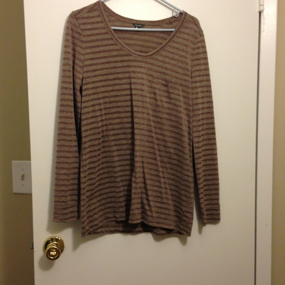Brown and glitter copper stripped shirt❌❌SOLD