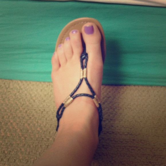 Navy and gold sandals