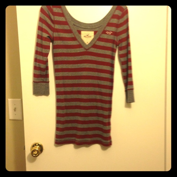 Stripped t maroon and grey❌❌❌SOLD TO CONSIGNMENT