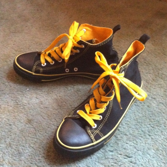 Black and yellow high top sneakers!