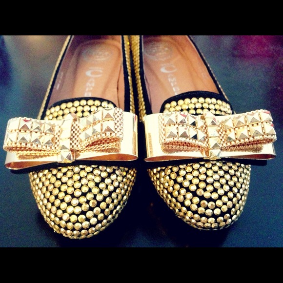 Jeffrey Campell Golden Bow Suede 'Martini' Flats