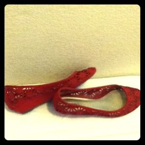 Red flats worn once