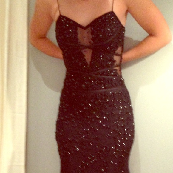 Amazing Cache Wedding Prom Black Gown Dress size 0