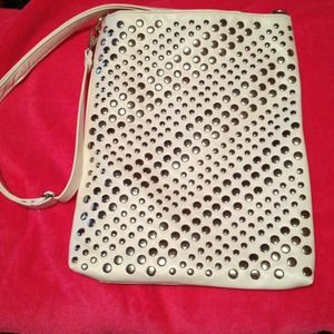 White studded purse