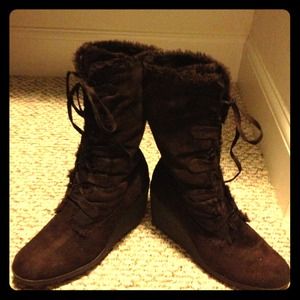 ✂Cutting prices✂Chocolate brown wedge boots