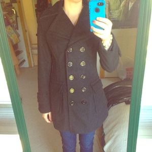 Black wool peacoat