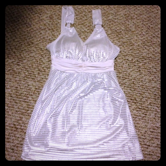 Metallic spring satin tank top