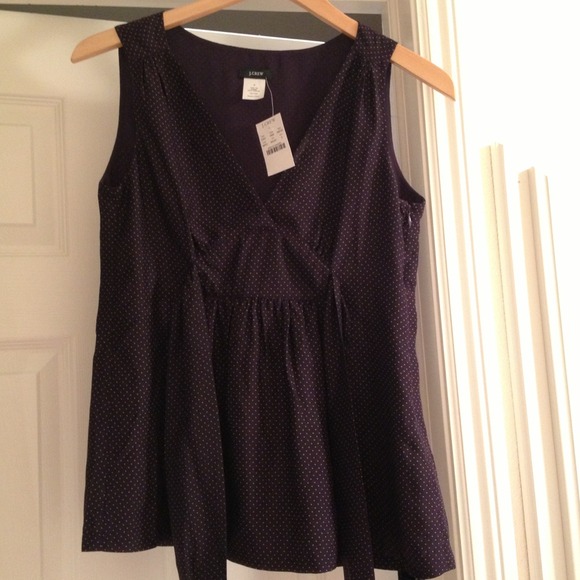 J. Crew navy blue polka dot blouse NWT