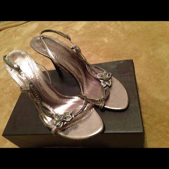 Jewelled Pewter Rhinestone Heels - Picture 1 of 4
