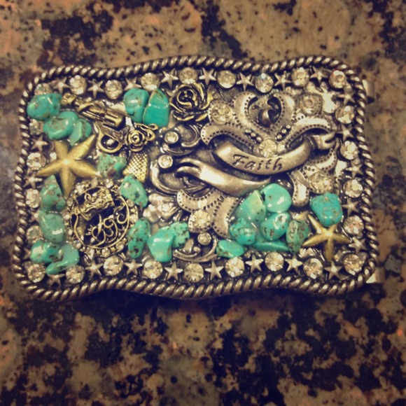 Cowgirl Turquoise Bling Belt Buckle