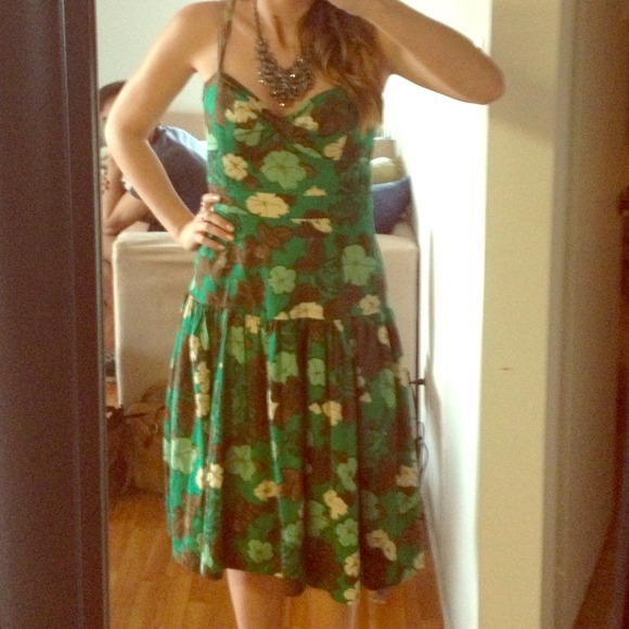 SOLD- soeurs size 4 green printed dress