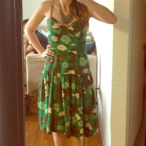 SOLD- soeurs size 4 green printed dress
