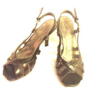 Size 6 1/2 - MUDD Black Strappy Sling backs