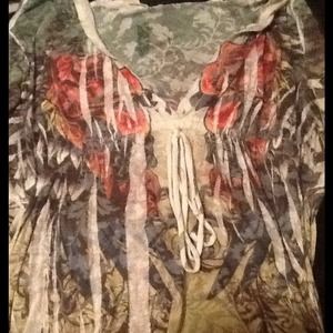 V neck shirt with hood