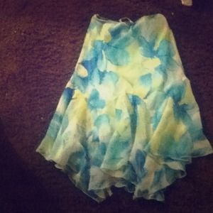 green and blue flower skirt