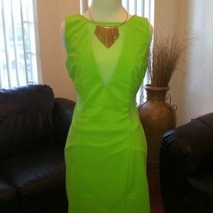 Neon-lime dress dress with mesh detail 🎀