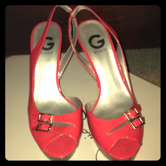 Bundled! hot pink Guess patent leather sandals