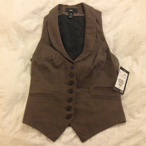Brown button up vest