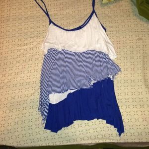 Layered blue and white shirt