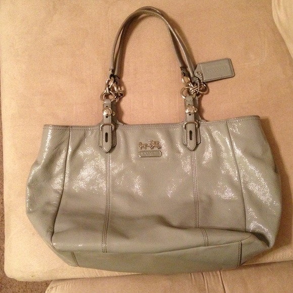 Shiny Gray Coach handbag