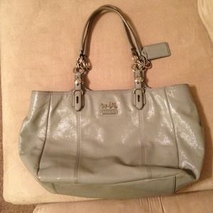 Shiny Gray Coach handbag