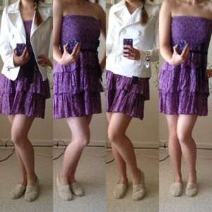 Purple Floral Ruffle Dress